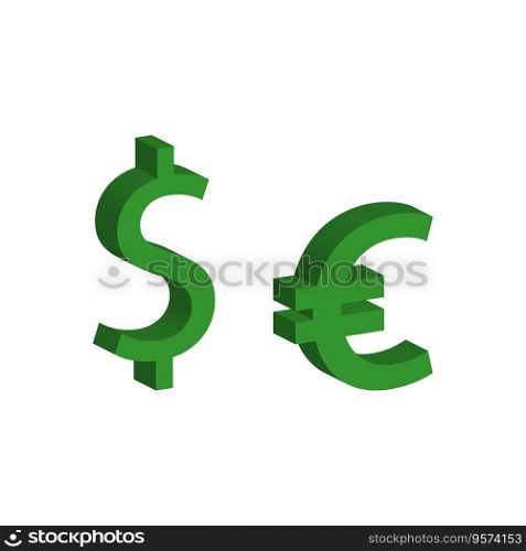 Green dollar and euro. Vector illustration. EPS 10. Stock image.. Green dollar and euro. Vector illustration. EPS 10.