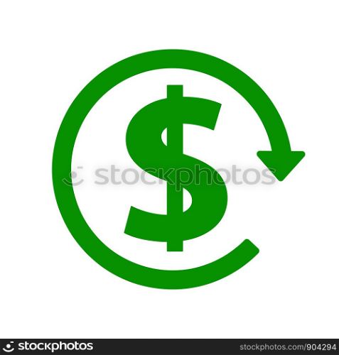 green dollar icon with arrow, stock vector illustration