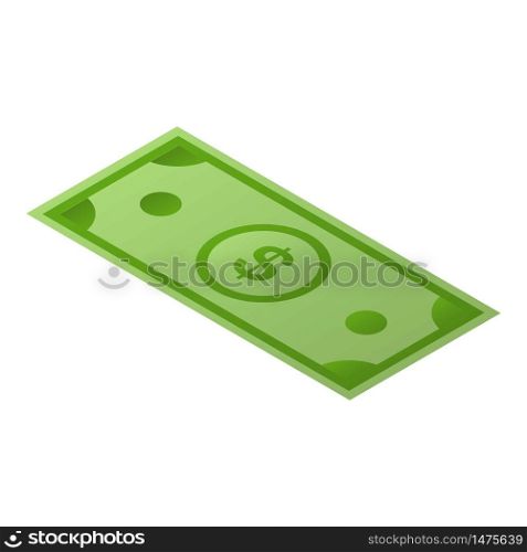 Green dollar paper icon. Isometric of green dollar paper vector icon for web design isolated on white background. Green dollar paper icon, isometric style