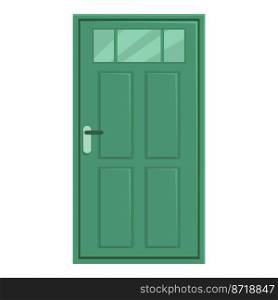 Green door icon cartoon vector. Front home. Decoration wooden. Green door icon cartoon vector. Front home