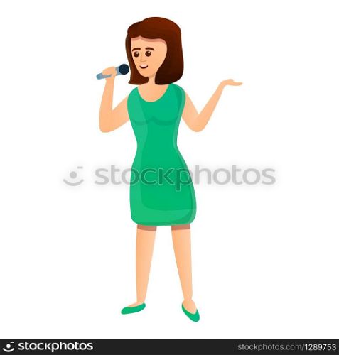 Green dress singer icon. Cartoon of green dress singer vector icon for web design isolated on white background. Green dress singer icon, cartoon style