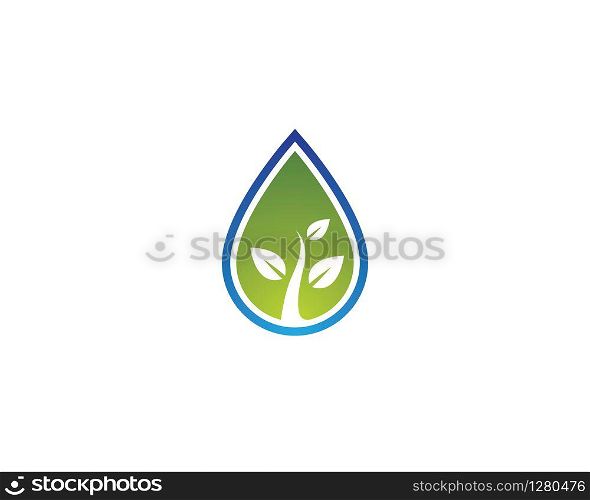 Green drop vector icon illustration