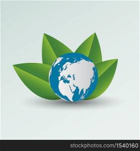 Green earth concept with leaves.Ecology cities help the world with eco-friendly concept ideas,Vector llustration