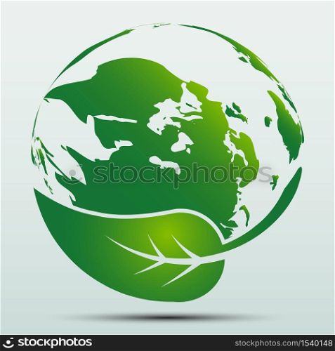 Green earth Concept with Leaves,ecology nature,Vector illustration