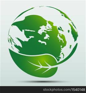 Green earth Concept with Leaves,ecology nature,Vector illustration
