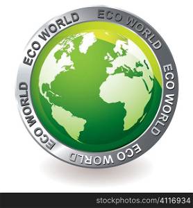 green earth globe icon with silver bevel and environment theme