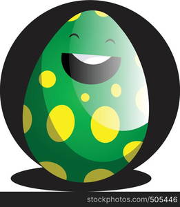 Green Easter egg in front of black circle illustration web vector on a white background