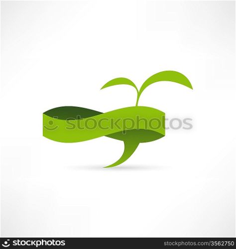 Green eco banner. Bubble for speech