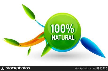 Green eco concept - natural. Green eco concept - 100 percents natural. Vector icon