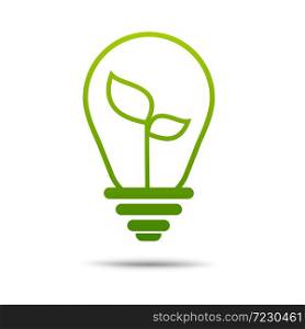 green eco energy concept, plant growing inside light bulb