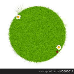 Green eco friendly label from green grass. Vector illustration.