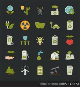 Green eco icons set , EPS 10 Vector Format