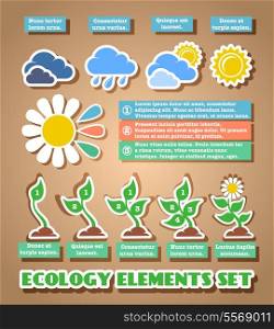 Green eco infographic element icons isolated vector illustration