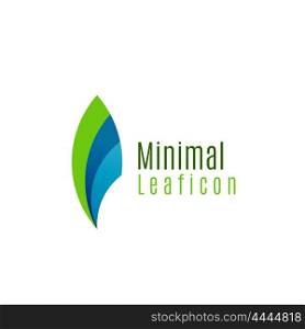 Green eco leaf icon, created with circle shapes. Ecology or environmental concept. Geometric minimal nature branding logo idea. Additional blue color