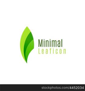 Green eco leaf icon, created with circle shapes. Ecology or environmental concept. Geometric minimal nature branding logo idea.