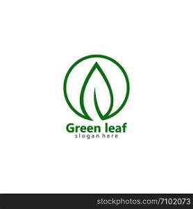 Green eco leaf logo vector icon illustration design