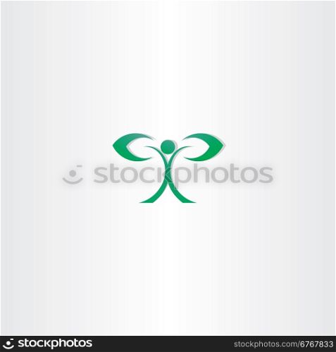 green eco man with leaf hand plant icon symbol logo