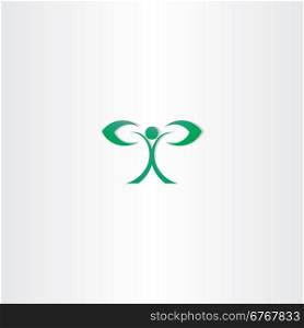 green eco man with leaf hand plant icon symbol logo
