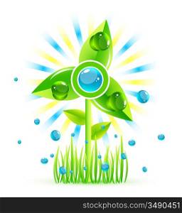 Green eco windmill icon