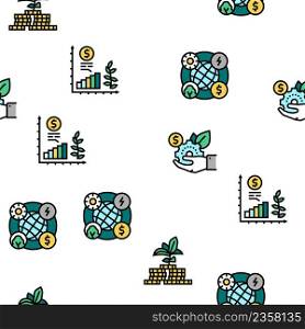Green Economy Industry Vector Seamless Pattern Thin Line Illustration. Green Economy Industry Vector Seamless Pattern