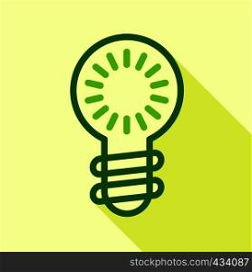 Green electric bulb icon. Flat illustration of green electric bulb vector icon for web. Green electric bulb icon, flat style