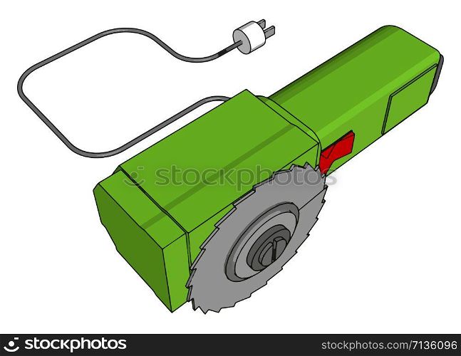 Green electric saw, illustration, vector on white background.