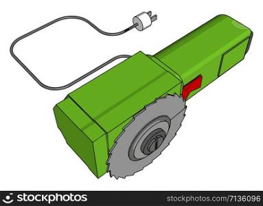 Green electric saw, illustration, vector on white background.