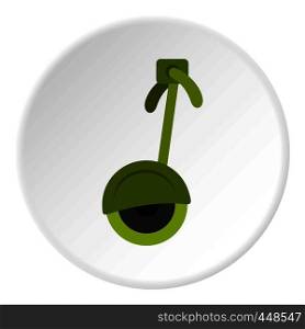 Green electrical self balancing scooter icon in flat circle isolated vector illustration for web. Green electrical self balancing scooter icon