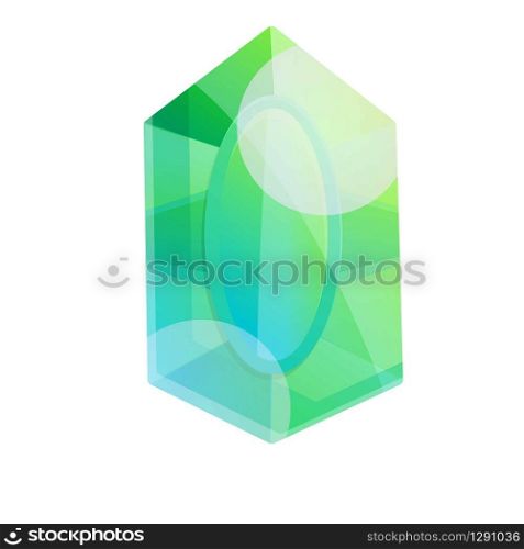 Green emerald icon. Cartoon of green emerald vector icon for web design isolated on white background. Green emerald icon, cartoon style