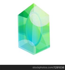 Green emerald icon. Cartoon of green emerald vector icon for web design isolated on white background. Green emerald icon, cartoon style