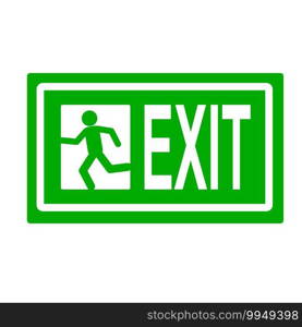 Green emergency exit sign on white background 