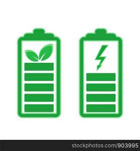 green energy battery icon set, stock vector illustration