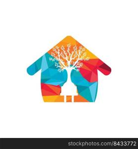 Green energy electricity logo concept. Electric plug icon with tree and home. 