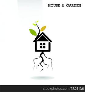Green energy home concept ,house and garden symbol. Vector illustration