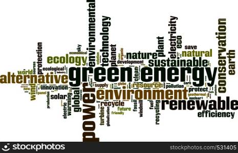 Green energy word cloud concept. Collage made of words about green energy. Vector illustration