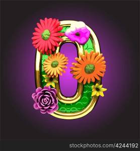 green figure with flowers made in vector