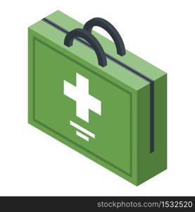 Green first aid kit icon. Isometric of green first aid kit vector icon for web design isolated on white background. Green first aid kit icon, isometric style