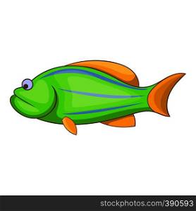 Green fish icon. Cartoon illustration of green fish vector icon for web. Green fish icon, cartoon style