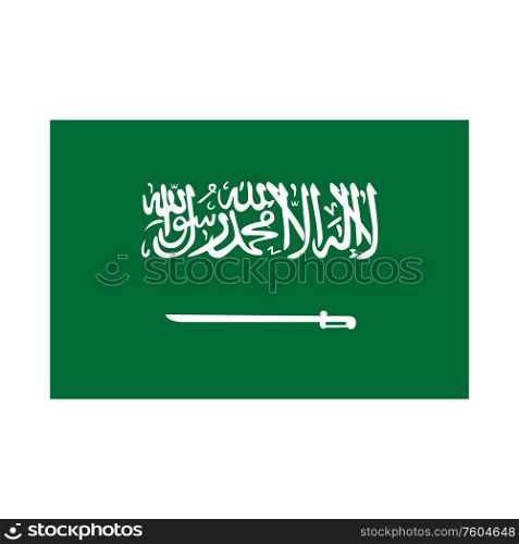 Green flag of saudi arabia with a sword. The correct size, proportion 2:3. Vector Illustration. EPS10. Green flag of saudi arabia with a sword. The correct size, proportion 2:3. Vector Illustration