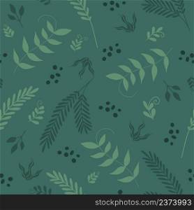 Green floral and leaves seamless pattern. Modern abstract design for paper, cover, fabric, pacing and other users.. Green floral and leaves seamless pattern. Modern abstract design for paper, cover, fabric, pacing and other users
