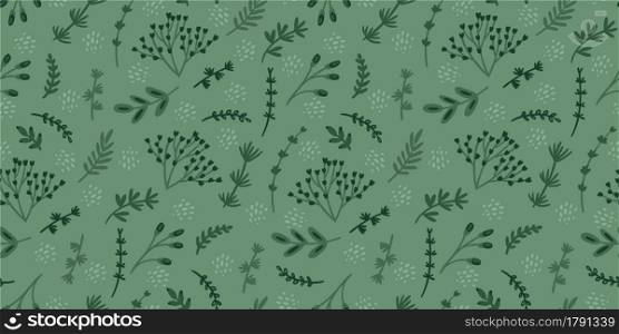 Green floral seamless pattern. Modern abstract design for paper, cover, fabric, pacing and other users. Green floral seamless pattern. Modern abstract design