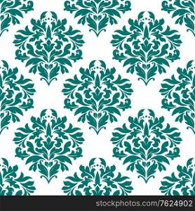 Green floral seamless pattern on white background for textile design