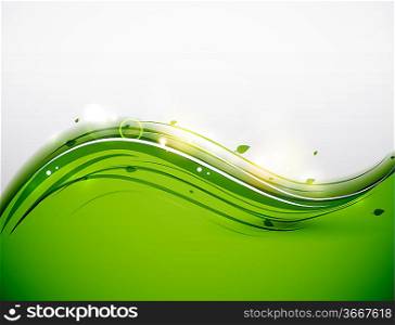 Green floral wave abstract background