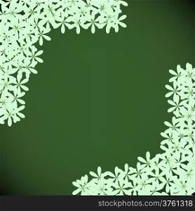 Green floral with dark green background, vector illustration