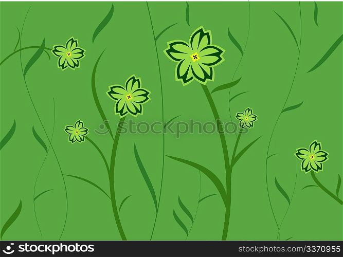 Green flower background for design of cards or invitation. Vector