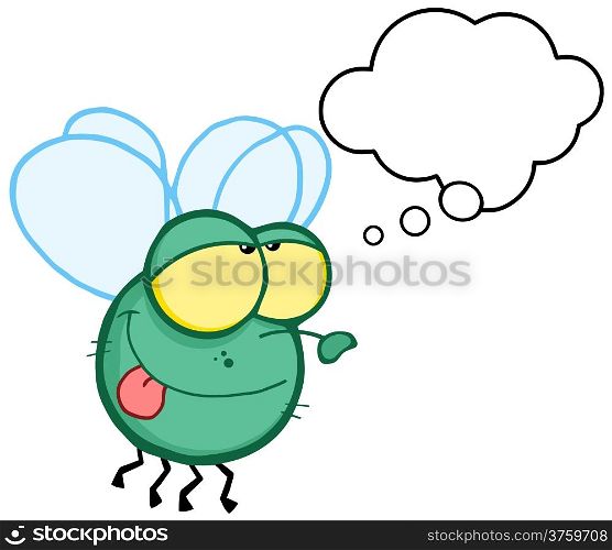 Green Fly Flying With Speech Bubble