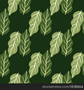 Green foliage seamless pattern on black background. Botanical leaves wallpaper. Decorative backdrop for fabric design, textile print, wrapping. Vector illustration. Green foliage seamless pattern on black background. Botanical leaves wallpaper.