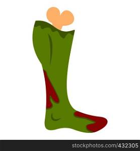Green foot of zombie in the blood icon flat isolated on white background vector illustration. Green foot of zombie in the blood icon isolated