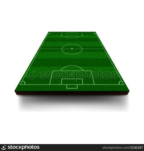Green football or soccer field icon in cartoon style isolated on white background. Side view. Vertical arrangement. Soccer field icon, cartoon style