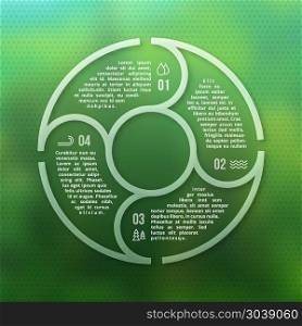 Green forest eco infographic on unfocused blurred smooth creative background. Green forest eco infographic on unfocused blurred smooth creative background. Ecology nature graphic plan. Vector illustration
